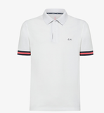 SUN68 POLO STRIPES ON FRONT PLACKET - bianco